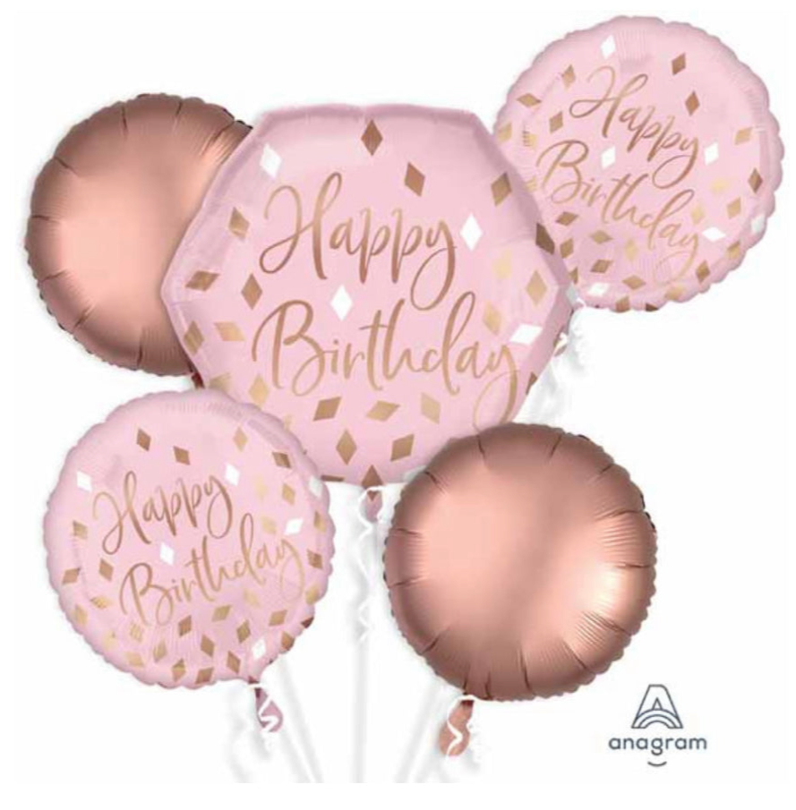 Anagram Happy Birthday Pink Rose Gold Bouquet